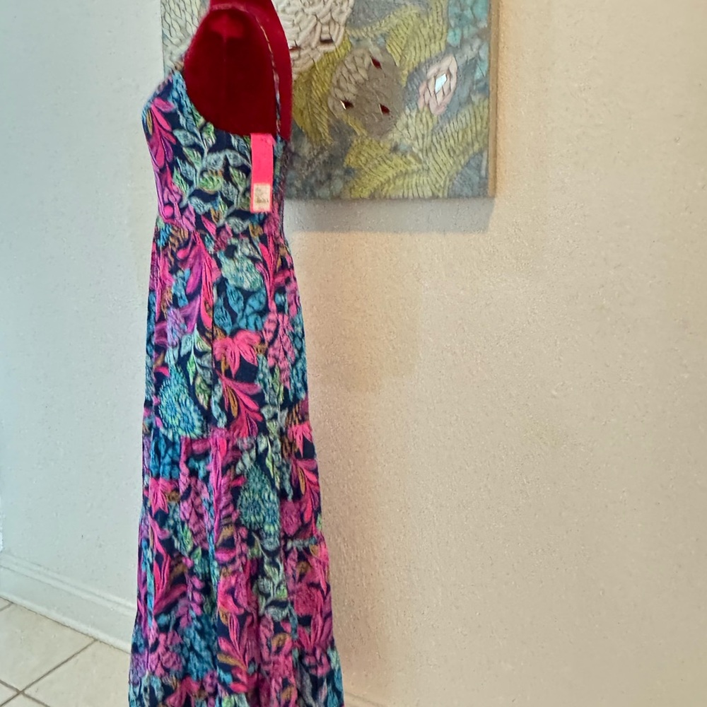 NWT Sz 0 Lilly Pulitzer Joellane Tiered Maxi in Aegean Navy Calypso Coast - Picture 8 of 12